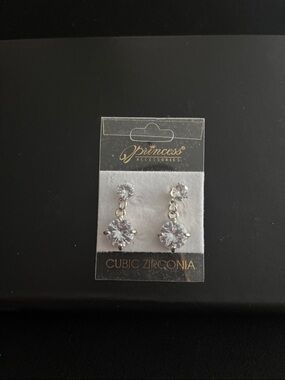 Silver Cubic Zirconia Drop Earrings - Clear